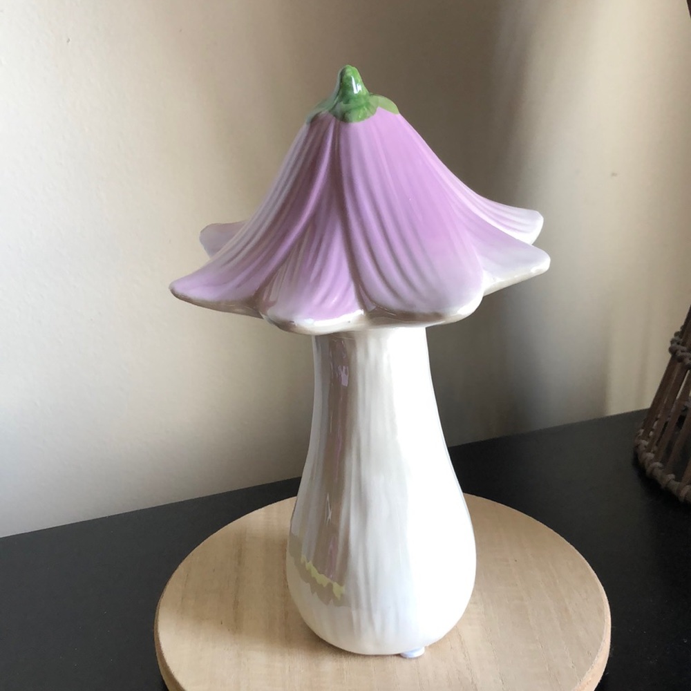 Purple White Ceramic Flower Accent Decor